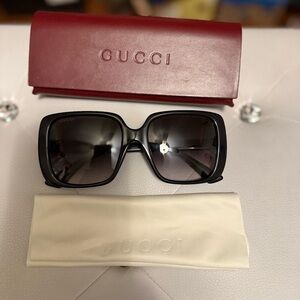 Gucci Women’s 56mm Black Square Frame Sunglasses Grey Fade Lens